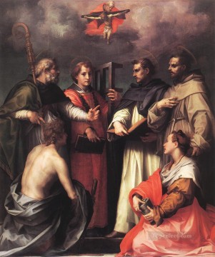 Disputa sobre el manierismo renacentista de la Trinidad Andrea del Sarto Pinturas al óleo